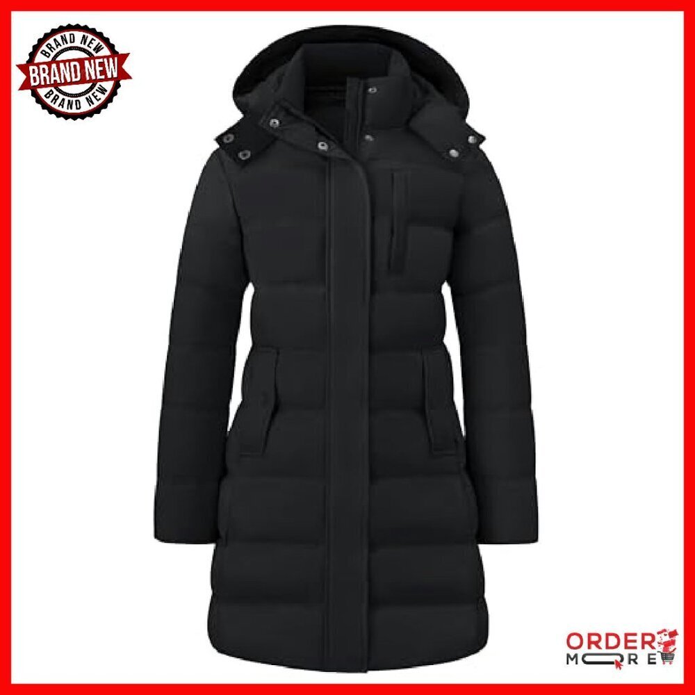 Women's Mid-Length Lightweight Puffer Jacket Warm Windproof Winter Coat - Picture 2 of 7